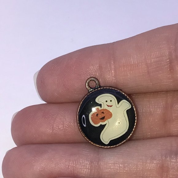Cute Ghost with Pumpkin Halloween Charm - Picture 7 of 11